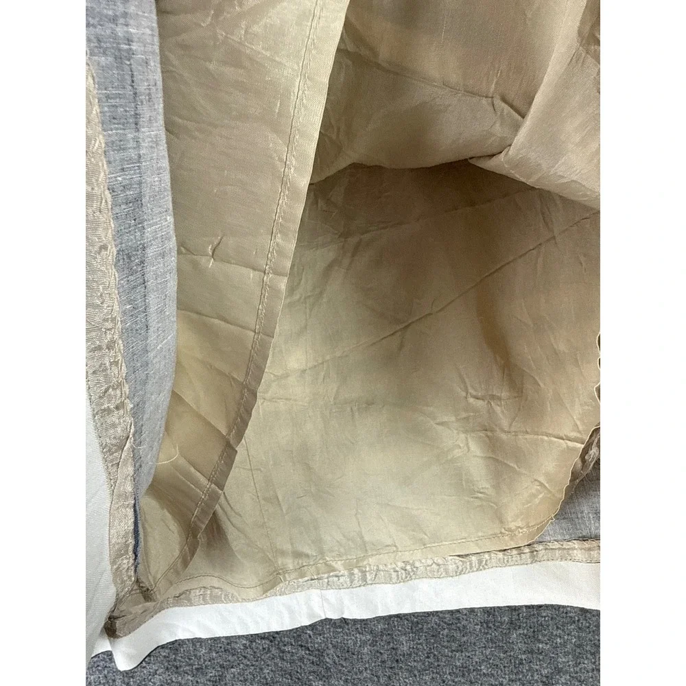 Banana Republic Striped Full Skirt Womens 8 Taupe Linen Blend Luxe Pockets Lined
